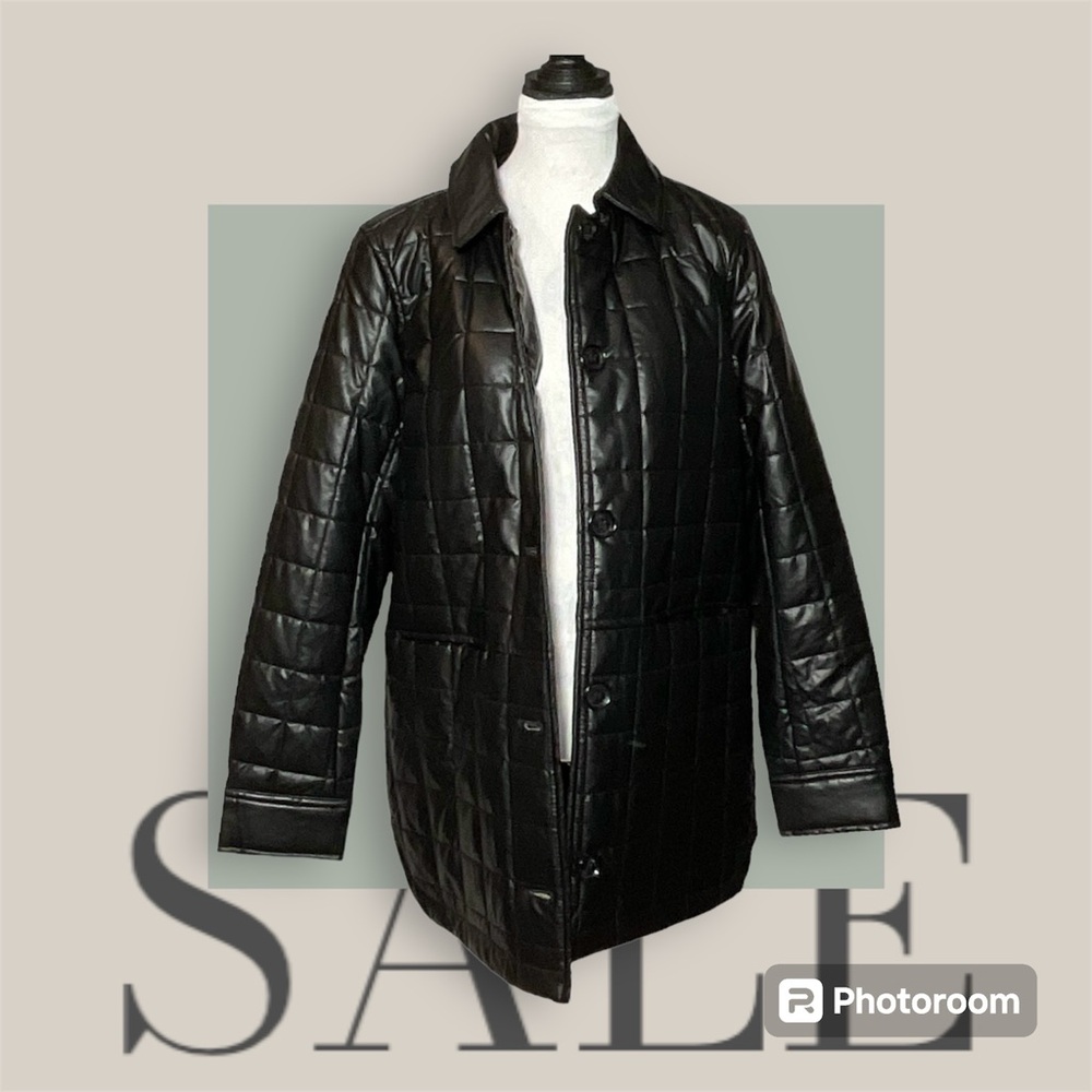Sam Edelman Women’s Black Box Quilted Jacket SzS Faux Leather NEW Closet Classic - Picture 1 of 4